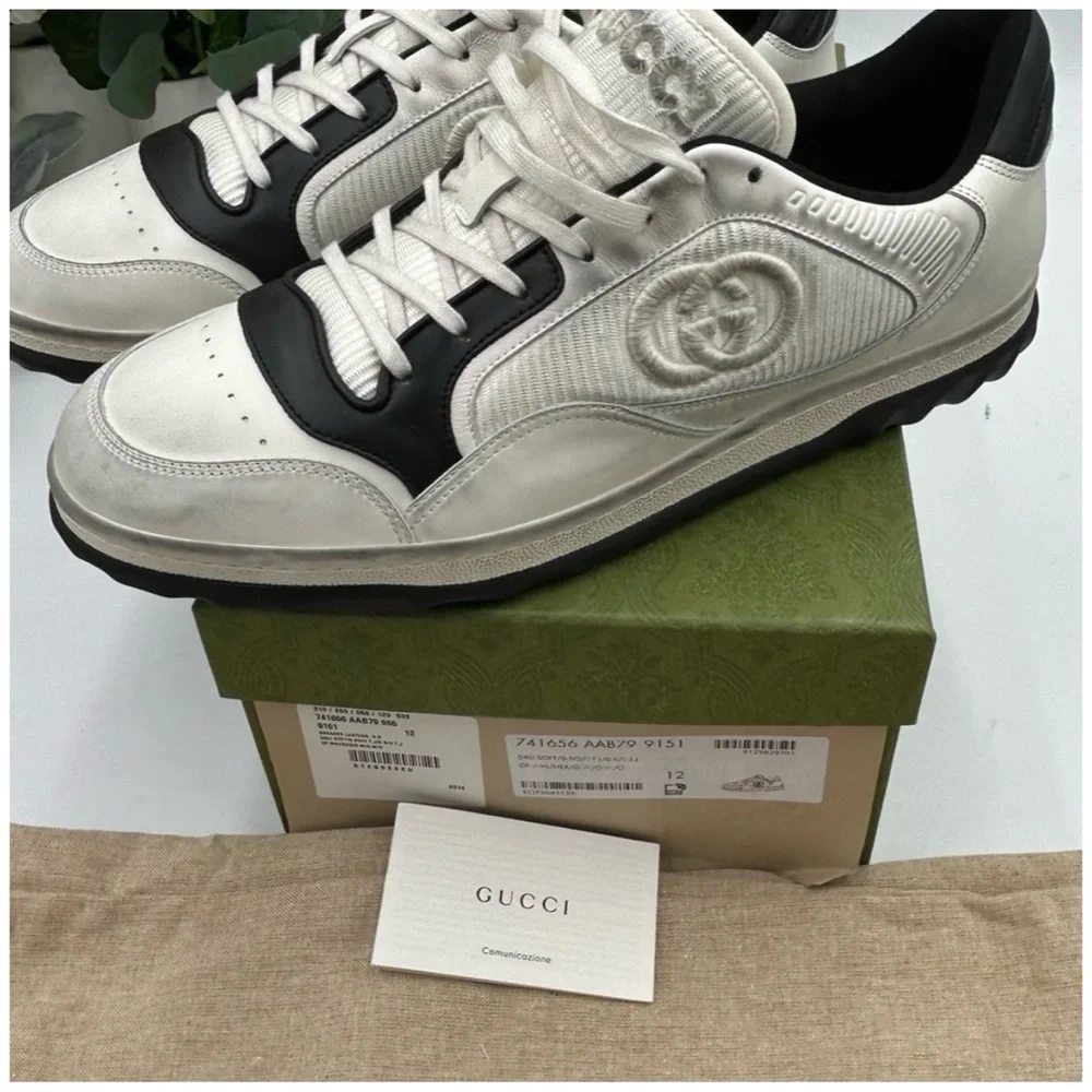 Gucci Mac 80 distressed leather sneakers size 12 made in Italy